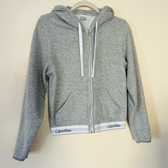 CALVIN KLEIN Modern Cotton zip-up cotton-jersey hoody top - Picture 6 of 10